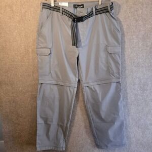 Denali Mens Zip-Off Travel Pant Cement Gray 38x30 Convertible Cargo Hiking